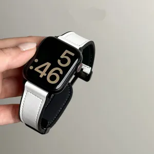 Siliconen magnetische vervangende horlogeband voor smartwatch, wit en zwart ontwerp, stijlvol.