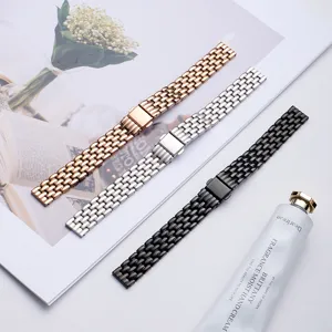 Stainless steel five-bead folding clasp watch strap compatible with apple watch replacement