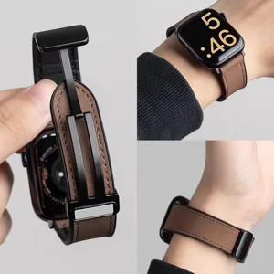 Magnetische Siliconen Leer Horlogeband Voor Smartwatch Vervangende Band Zacht Comfortabel Mode
