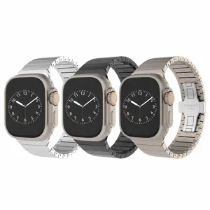 Stainless Steel Metal Link Watch Strap With Butterfly Clasp Replacement Band For Smartwatch Fashion Luxury Accessory
