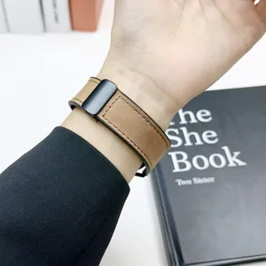 Vervangend horlogebandje geschikt voor Apple Watch, bruine siliconen band met textuur