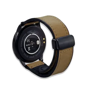Smartwatch met lederen en siliconen magnetische horlogeband vervanging voor dagelijks sport.