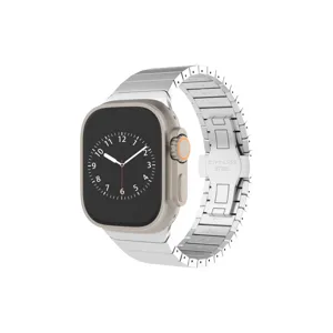 Replacement stainless steel metal link strap and case compatible with Apple Watch, stylish design.