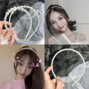 Elegant Artificial Pearl Headband Vintage Gold Metal Hair Hoop Sweet Hair Accessories For Women Daily Party