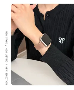 Cinturino di ricambio in nylon per Apple Watch Ultra SE Series, cinturino sottile elastico rosa.
