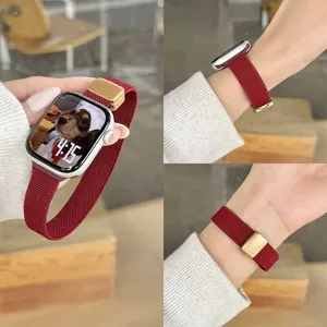 Cinturino per orologio in nylon intrecciato elastico compatibile Apple Watch con fibbia magnetica