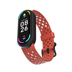 Correa de repuesto de silicona para Xiaomi, diseño rojo transpirable con hebilla segura.