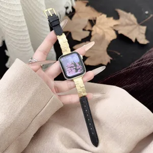 Cinturino per orologio in pelle microfibra e metallo compatibile con donna moda elegante