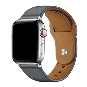 Bracelet de montre de rechange en cuir véritable compatible Apple Watch, style vintage chic.