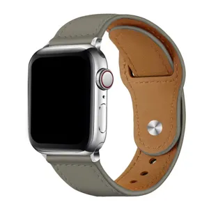 Bracelet de montre en cuir de rechange compatible avec Apple Watch, style vintage marron.