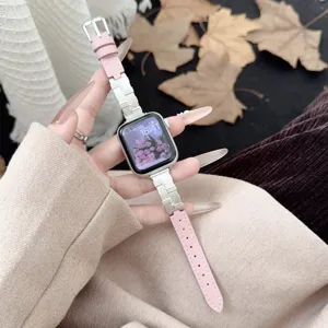 Cinturino per orologio in pelle microfibra e metallo compatibile apple watch rosa