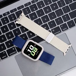 Nylon braided magnetic watch band detail shot, compatible with smartwatch replacement straps.