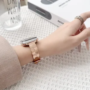Cinturino compatibile con Apple Watch metallo giunzione pelle microfibra oro rosa