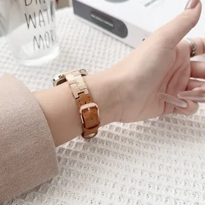 Cinturino per orologio in pelle microfibra e metallo compatibile Apple Watch donna
