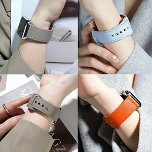 Bracelet de Montre en Cuir Véritable Avec Clous Métalliques Bracelet de Rechange Rétro Pour Smartwatch Femme