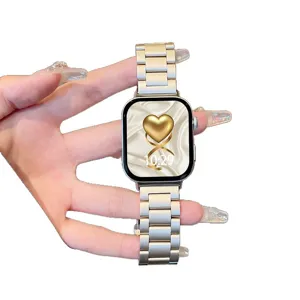 Stainless steel metal watch strap replacement three bead solid design for smart watch view