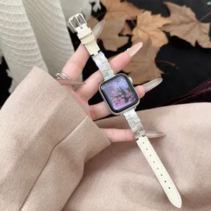 Cinturino per orologio in pelle microfibra giuntata in metallo compatibile Apple Watch stile.