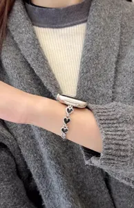 Metal heart watch strap for Apple Watch stylish replacement band for women elegant jewelry link
