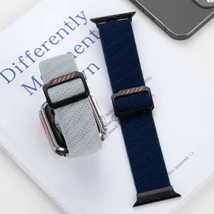 Correa de reloj inteligente de nailon trenzado con hebilla ajustable, compatible.