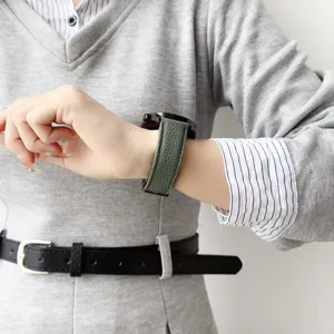 Cinturino per orologio in pelle con stampa litchi verde compatibile smartwatch comfort