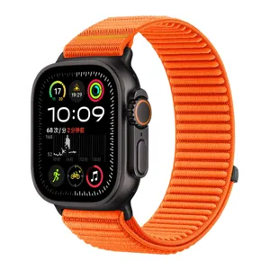 Cinturino per orologio in nylon alpine arancione compatibile smartwatch, design intrecciato.