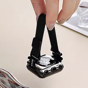 Cinturino per orologio magnetico milanese in metallo nero e custodia protettiva per smartwatch.