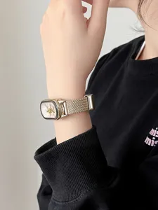 Replacement metal mesh strap for Xiaomi Smart Band 8 9, elegant magnetic closure wristband.