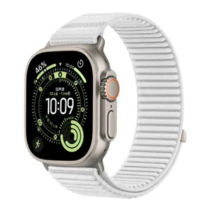 Cinturino di ricambio in nylon bianco compatibile con smartwatch, cinturino sportivo resistente.