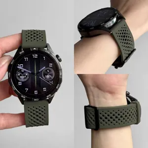 Cinturino di Ricambio Perforato Traspirante in Silicone per Smartwatch Bracciale Sportivo alla Moda