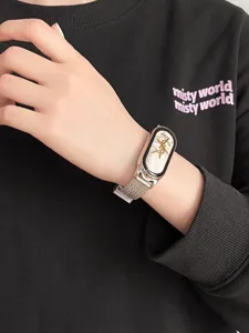 Metal magnetic mesh strap replacement for Xiaomi Band 8 9 10 stylish female accessory