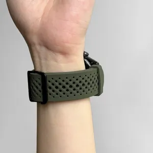 Cinturino per orologio in silicone traspirante con fibbia ad ardiglione, cinturino di ricambio.