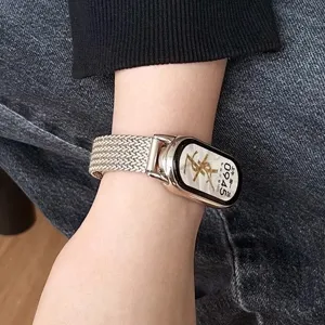Replacement metal mesh magnetic watch strap for Xiaomi band 8 9 10 stylish accessory