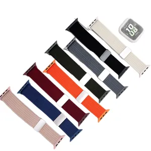 Braided nylon magnetic buckle replacement watch strap compatible with Apple Watch series 8 9 10