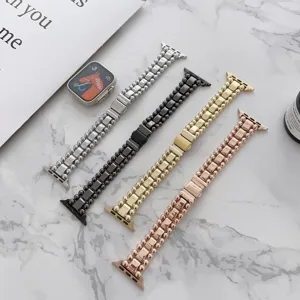 Cinturino in perline metalliche compatibile con Apple Watch, elegante ricambio per polso.