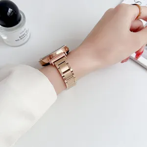Stainless steel metal watch strap replacement band rose gold finish for smart watch compatible