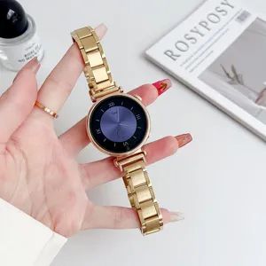 Stainless steel watch strap compatible with Huawei GT6 GT5, 3-bead metal band for women.