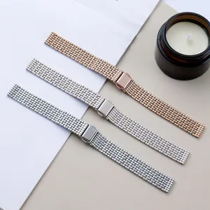 Stainless steel starry metal watch strap compatible with Apple Watch, elegant folding buckle.