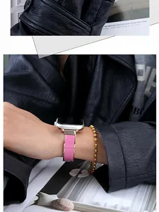 Ersatz Metall Armband fuer Apple Watch stilvolles Rosenquarz Rosa Uhrenarmband
