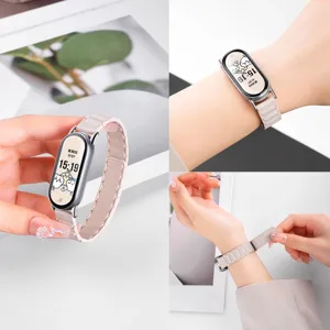 Cinturino per orologio magnetico in silicone per Xiaomi Mi Band 8 9 10, rosa elegante.