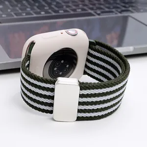 Cinturino per orologio in nylon intrecciato con fibbia magnetica e custodia protettiva compatibile.