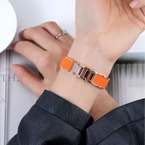 Elegantes Edelstahl Metall Armband Ersatzuhrband in leuchtendem Orange für Damen