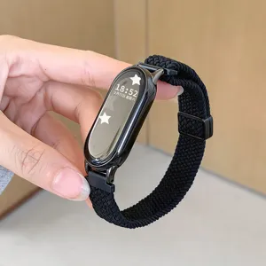 Durable replacement nylon braided elastic magnetic watch strap for smart fitness tracker bands.