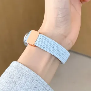 Nylon braided magnetic strap for smart watch band stretchy replacement wristband blue