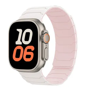 Siliconen magnetische horlogeband vervanging compatibel met smartwatch wit roze ontwerp