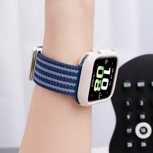 Cinturino per orologio in nylon intrecciato e custodia compatibile Apple Watch a righe.