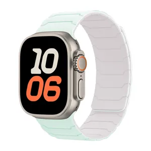 Siliconen magnetische horlogeband vervangende band compatibel met smartwatch lichtgroen