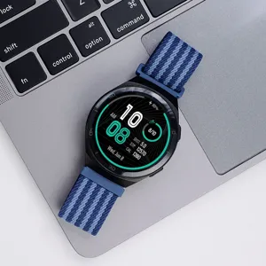 Cinturino per orologio in nylon intrecciato di ricambio compatibile Apple Watch, dettaglio blu