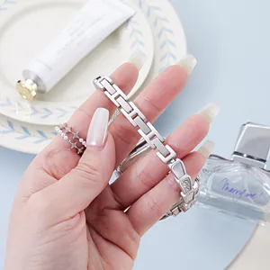 Bracelet de montre en metal pour Apple Watch elegante laniere geometrique femme