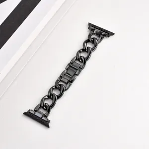 Cinturino a catena in metallo nero per Apple Watch, elegante cinturino di ricambio in acciaio.