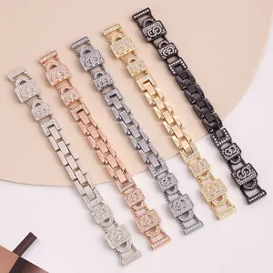 Luxury Metal Chain Strap With Rhinestone Sparkle Designer Style Replacement Watch Band For Apple Watch Women Jewelry